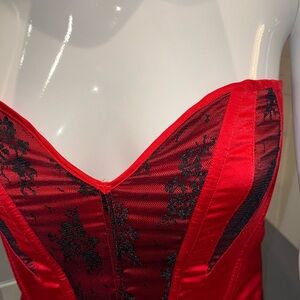 Frederick's of Hollywood Red and Black Lace Corset